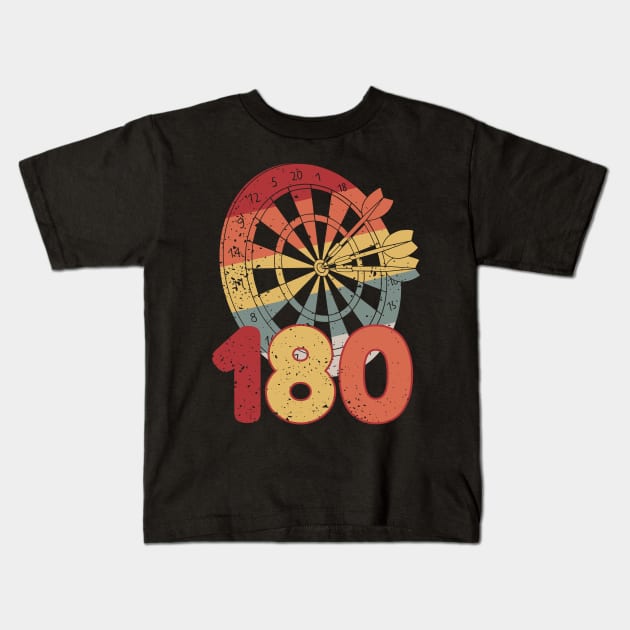 Darts Player 180 Retro Vintage Kids T-Shirt by Visual Vibes